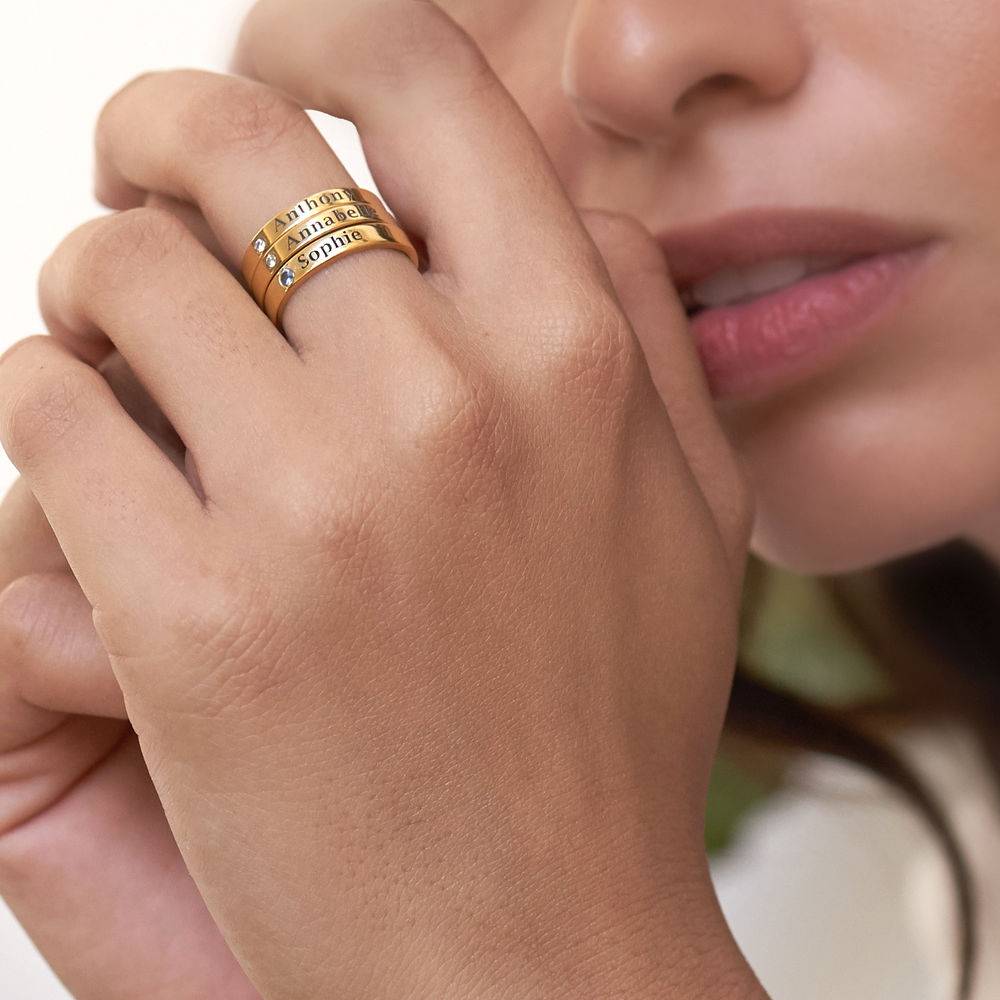 Ringstapel Namensring mit Geburtsstein - Gold-Vermeil-2 Ringstapel Namensring mit Geburtsstein - Gold-Vermeil-2 Produktfoto