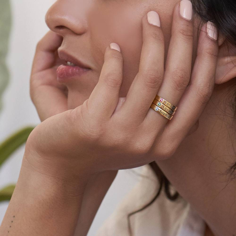 Ringstapel Namensring mit Geburtsstein - Gold-Vermeil-3 Ringstapel Namensring mit Geburtsstein - Gold-Vermeil-3 Produktfoto
