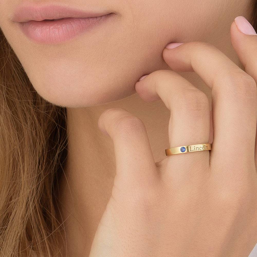 Ringstapel Namensring mit Geburtsstein - vergoldetes Sterlingsilber-4 Produktfoto