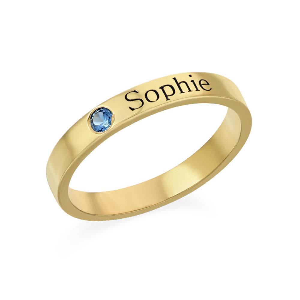 Ringstapel Namensring mit Geburtsstein - Gold-Vermeil-4 Ringstapel Namensring mit Geburtsstein - Gold-Vermeil-4 Produktfoto