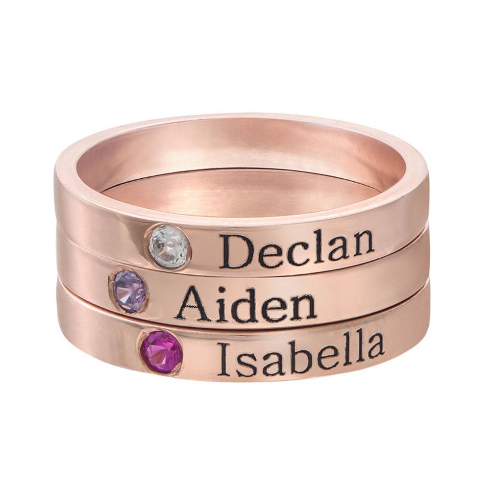 Ringstapel Namensring mit Geburtsstein - rosévergoldetes Sterlingsilber-4 Produktfoto