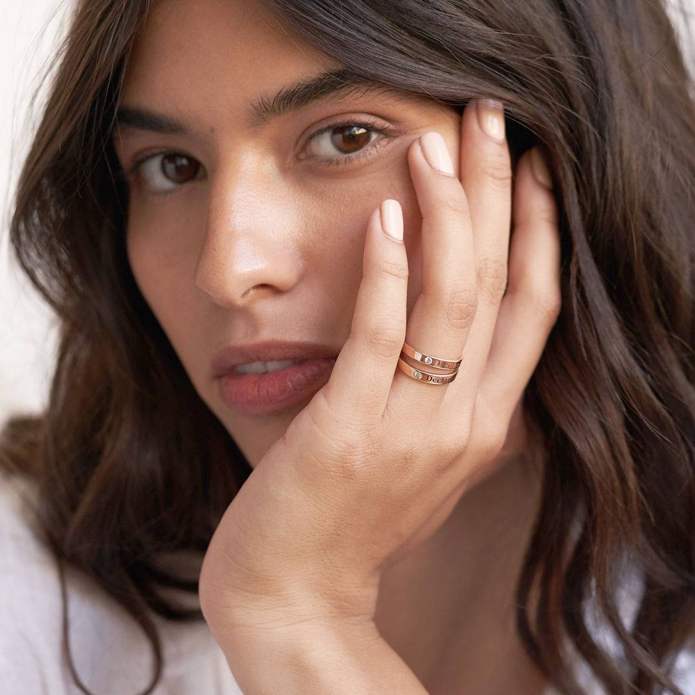 Ringstapel Namensring mit Geburtsstein - rosévergoldetes Sterlingsilber-2 Produktfoto
