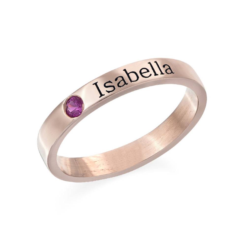 Ringstapel Namensring mit Geburtsstein - rosévergoldetes Sterlingsilber-3 Produktfoto