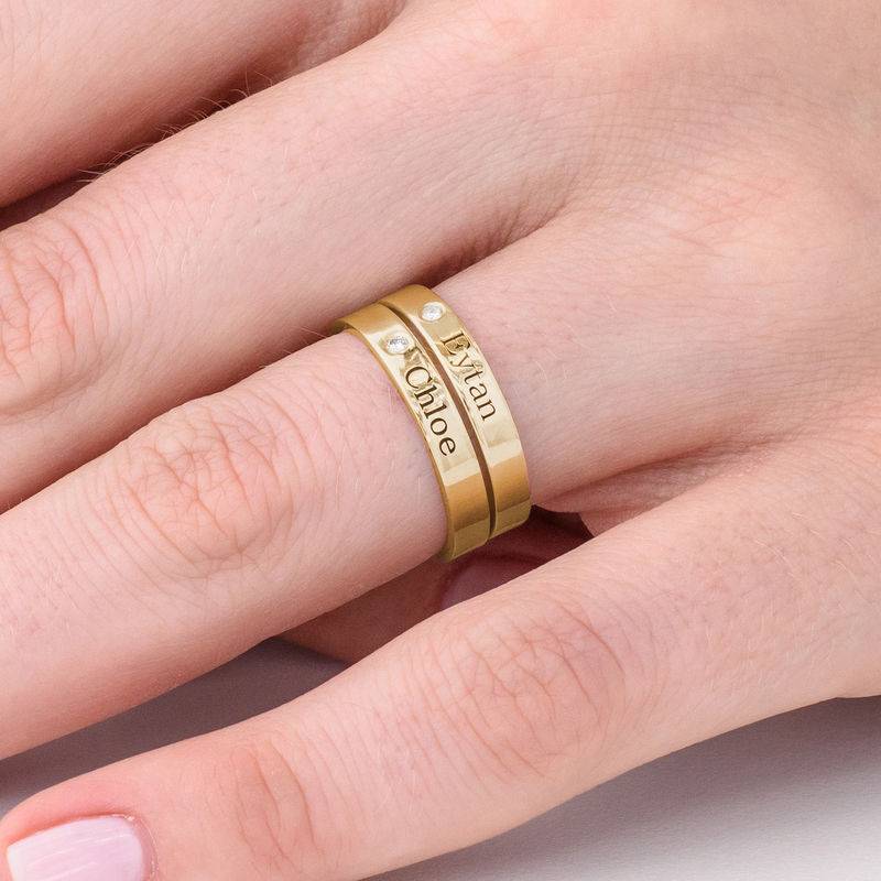 Ringstapel Namensring mit Diamant - Gold-Vermeil-2 Produktfoto