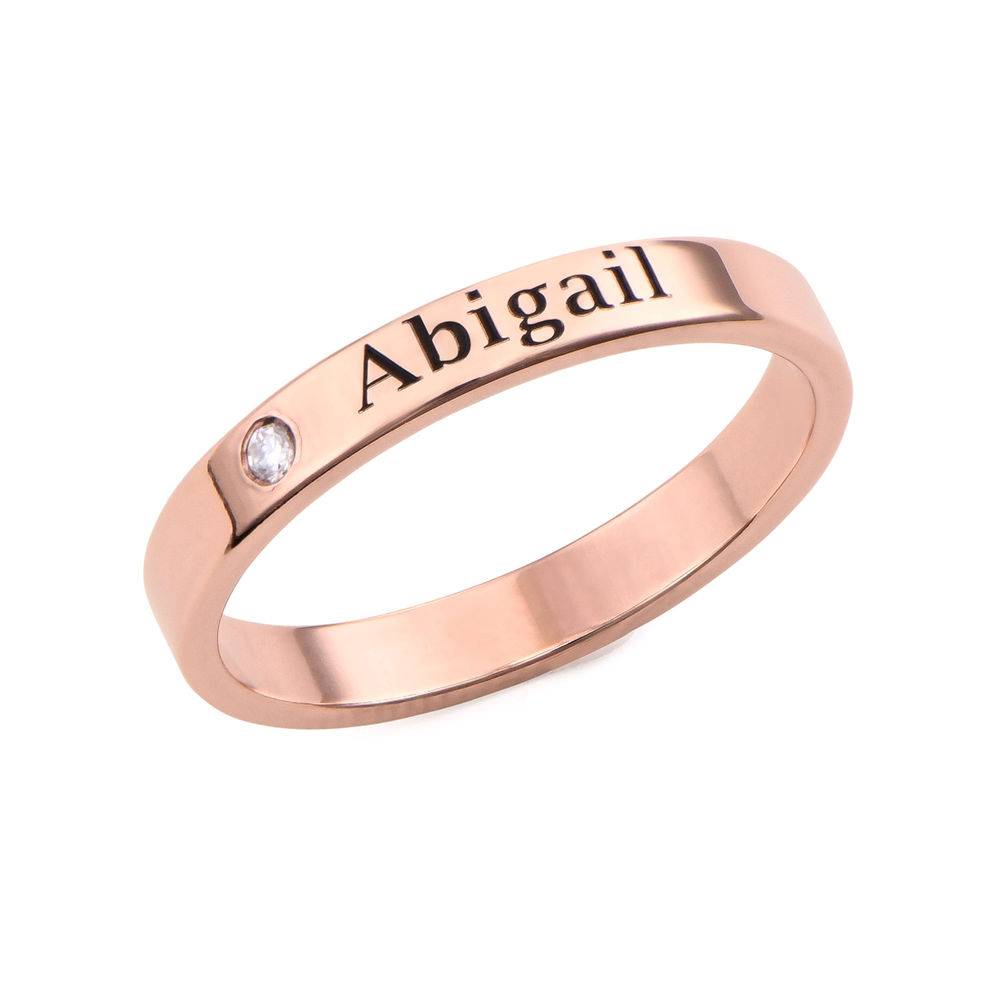 Ringstapel Namensring mit Diamant - rosévergoldetes Sterlingsilber-2 Produktfoto