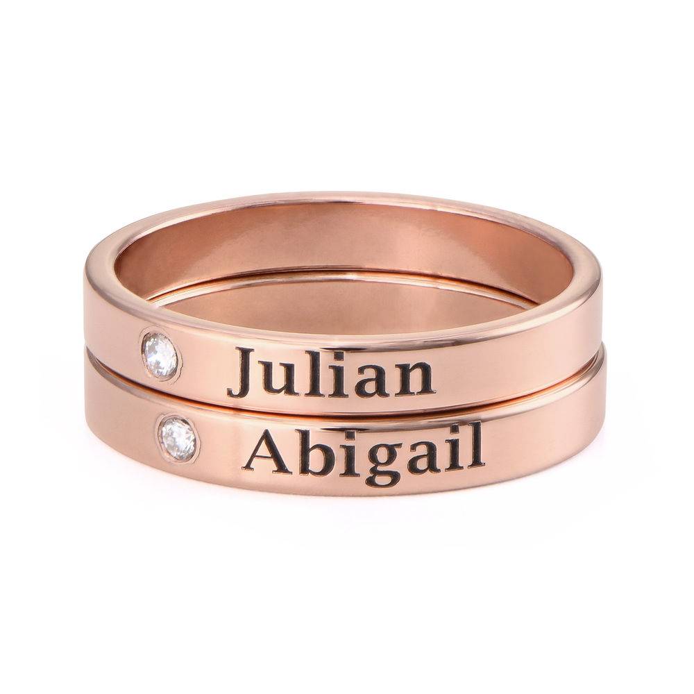 Ringstapel Namensring mit Diamant - rosévergoldetes Sterlingsilber-1 Produktfoto