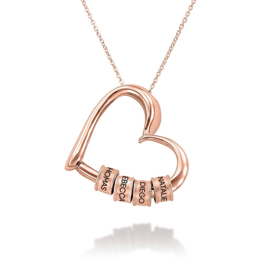 Charmante Herzkette mit gravierten Beads - - Rosévergoldet-1 Produktfoto
