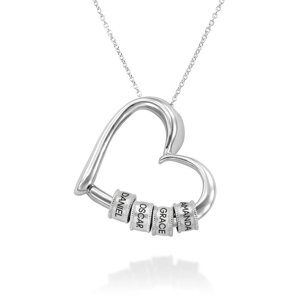Charmante Herzkette mit gravierten Beads - Silber-1 Produktfoto