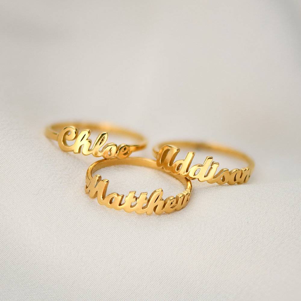 Personalisierter Namensring - 750er vergoldetes Silber-2 Produktfoto