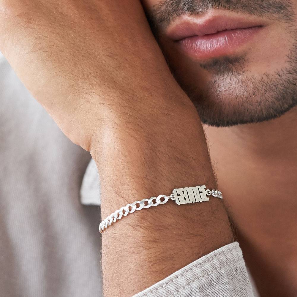Namensarmband mit dicker Kette - 925er Sterlingsilber-4 Produktfoto