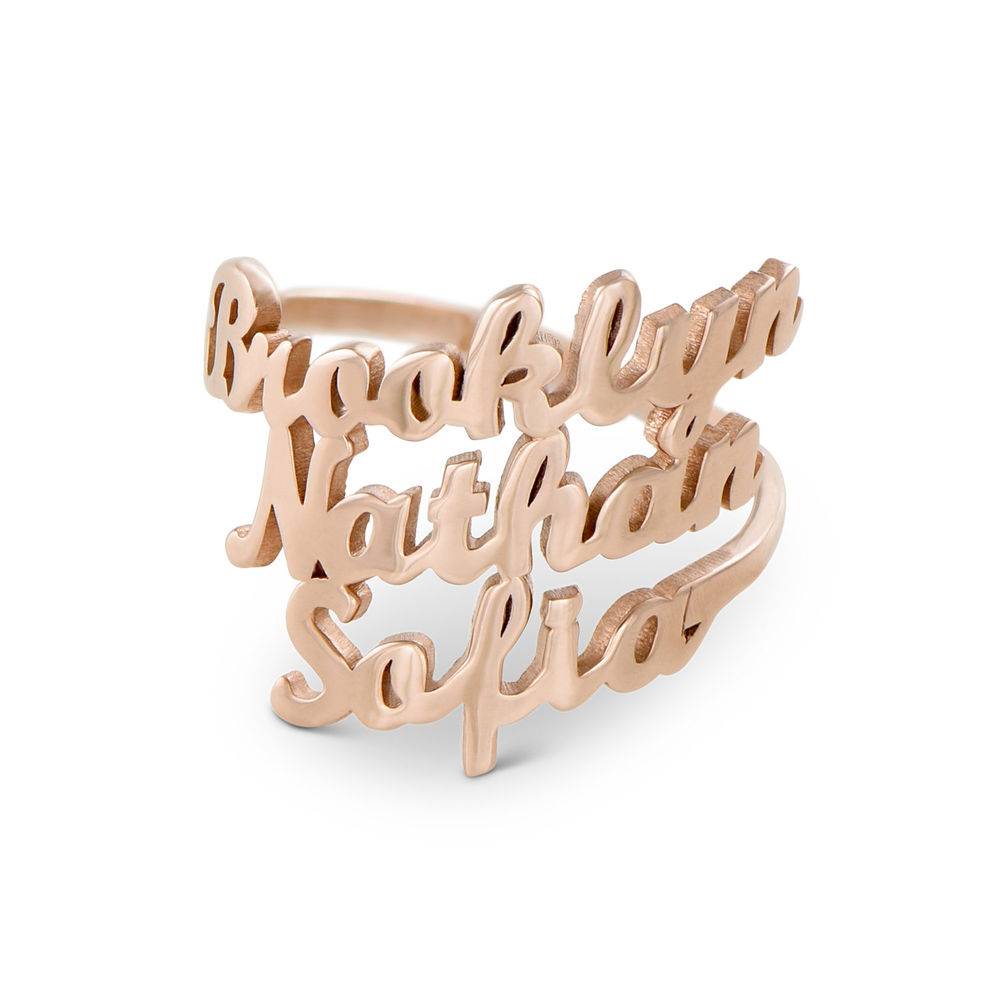 Script Ring mit drei Namen - rosévergoldetes Sterlingsilber-3 Script Ring mit drei Namen - rosévergoldetes Sterlingsilber-3 Produktfoto