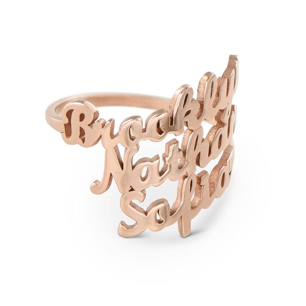 Script Ring mit drei Namen - rosévergoldetes Sterlingsilber-5 Script Ring mit drei Namen - rosévergoldetes Sterlingsilber-5 Produktfoto