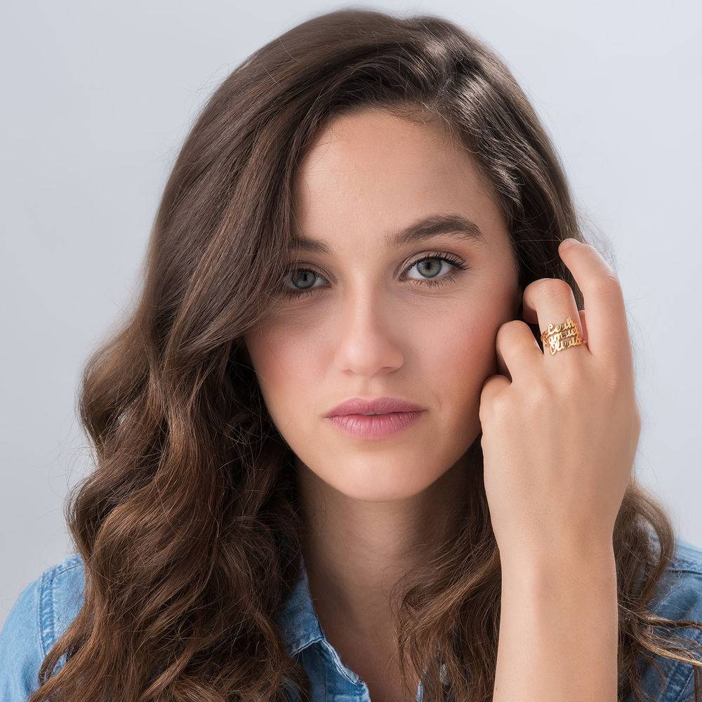 Script Ring mit drei Namen - Gold-Vermeil-1 Produktfoto