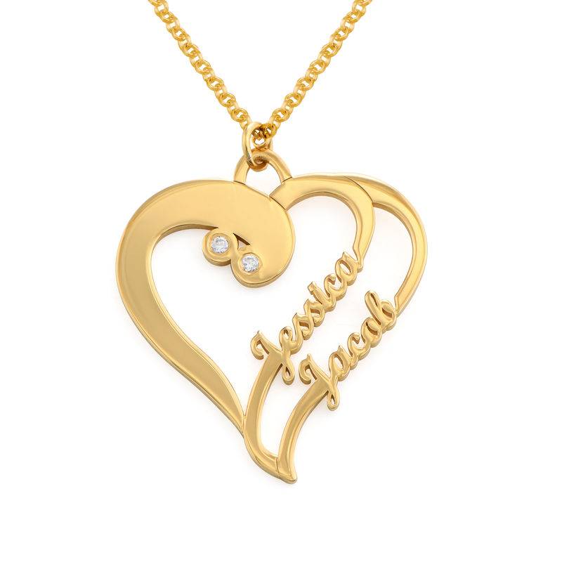 Zwei Herzen für immer Eins - Halskette mit Diamanten - Gold-Vermeil-1 Produktfoto
