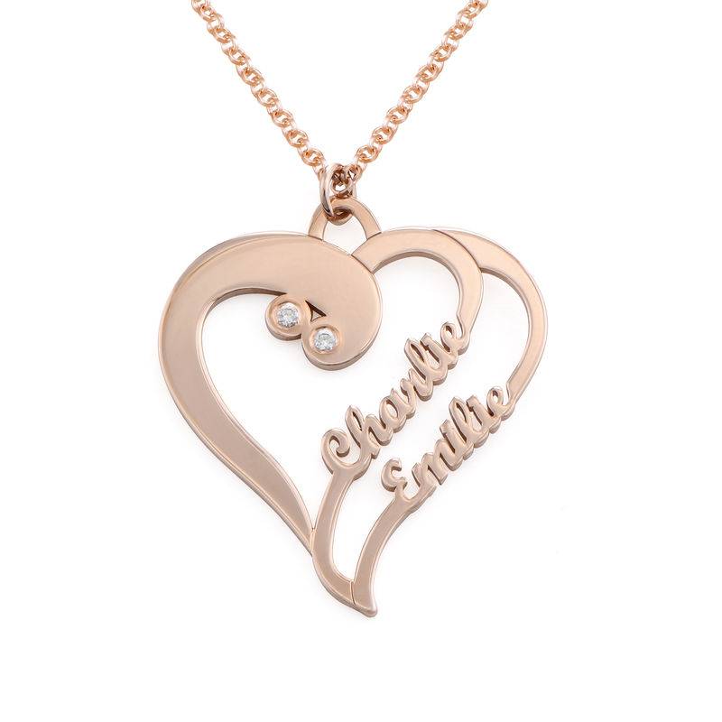 Zwei Herzen für immer Eins - Halskette mit Diamanten - rosévergoldetes Sterlingsilber-1 Zwei Herzen für immer Eins - Halskette mit Diamanten - rosévergoldetes Sterlingsilber-1 Produktfoto