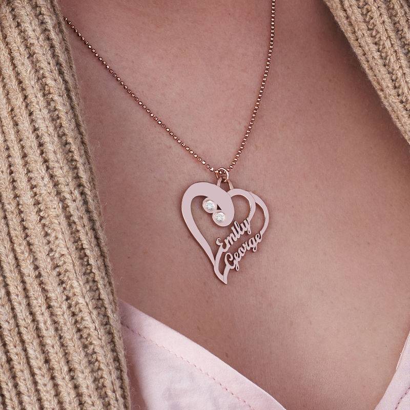 Zwei Herzen für immer Eins - Halskette mit Diamanten - rosévergoldetes Sterlingsilber-3 Zwei Herzen für immer Eins - Halskette mit Diamanten - rosévergoldetes Sterlingsilber-3 Produktfoto