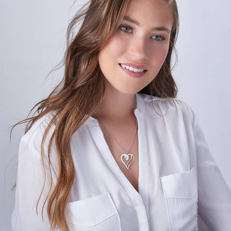 Zwei Herzen für immer Eins - Halskette mit Diamanten - Silber-2 Produktfoto