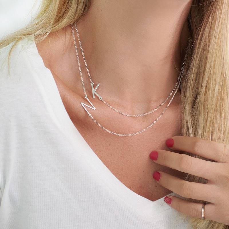 Zwei seitliche Initialen Kette - 925er Sterlingsilber-1 Produktfoto