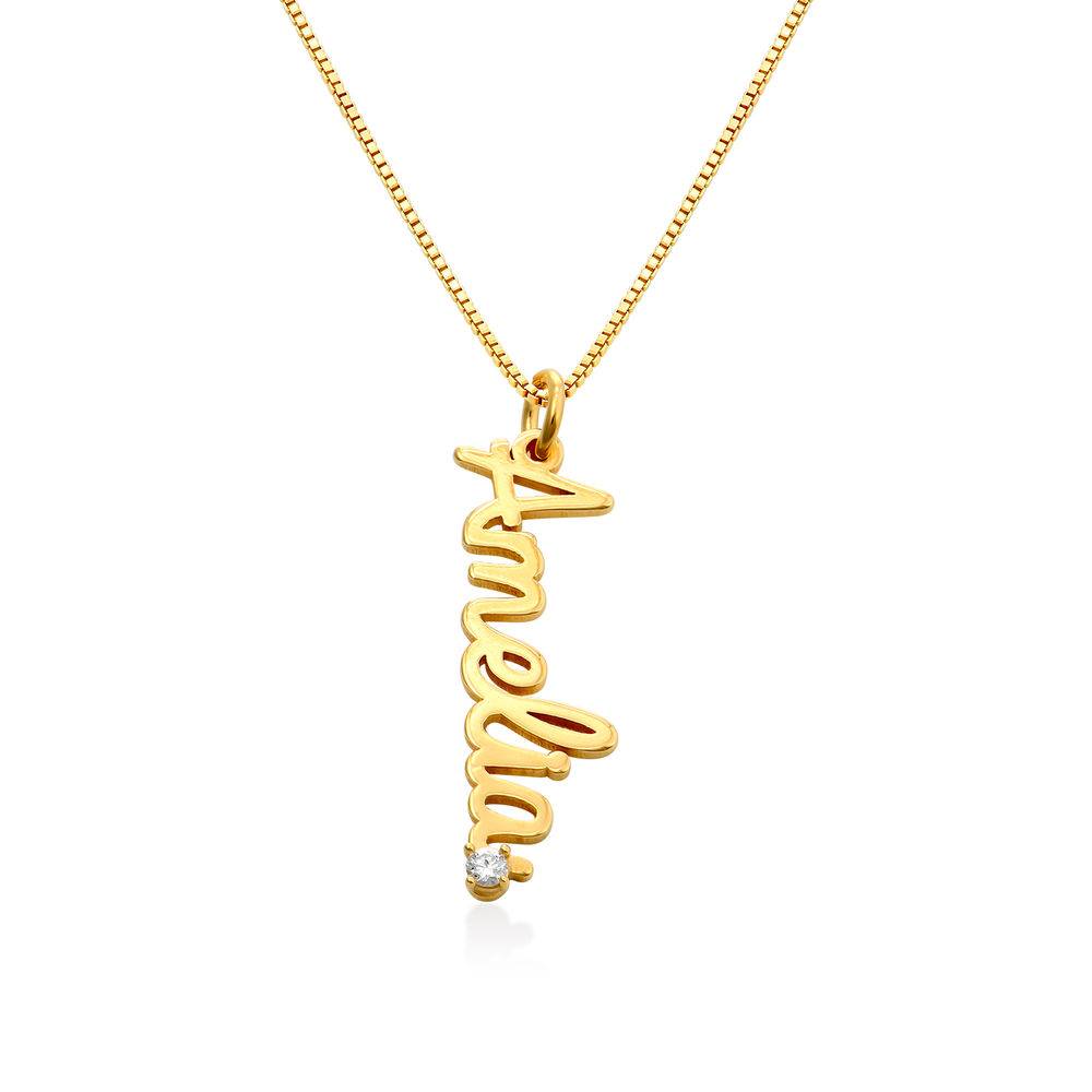Kette mit vertikalen kursiven Namensanhängern und Diamanten - Vergoldet-1 Kette mit vertikalen kursiven Namensanhängern und Diamanten - Vergoldet-1 Produktfoto