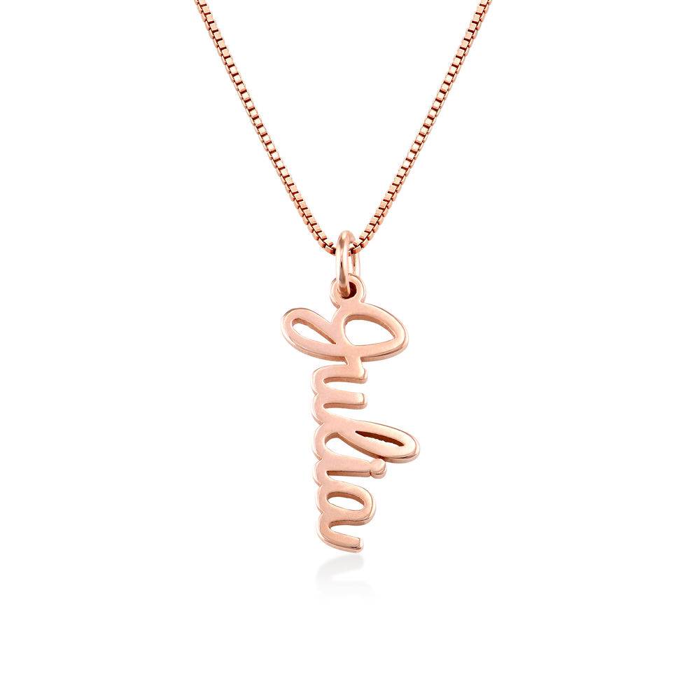 Kette mit vertikalen kursiven Namensanhängern - rosévergoldetes Sterlingsilber-2 Kette mit vertikalen kursiven Namensanhängern - rosévergoldetes Sterlingsilber-2 Produktfoto